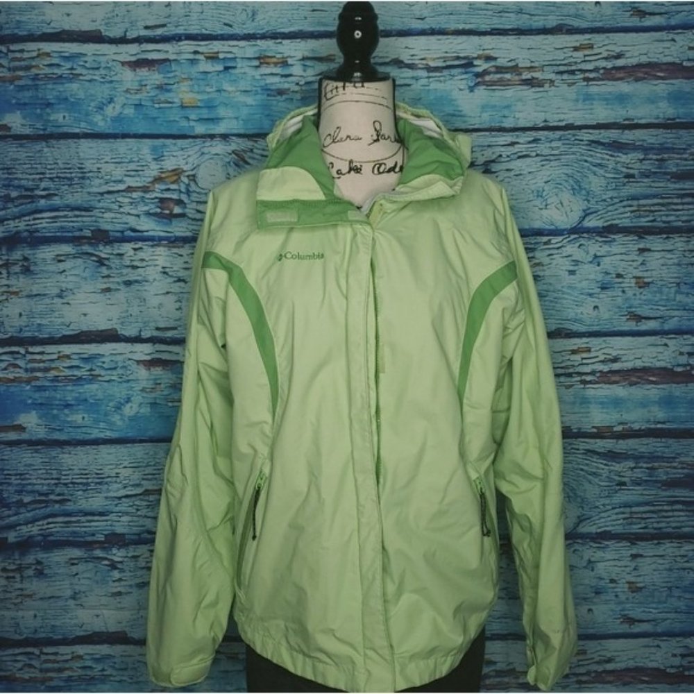 Columbia Green Ski Jacket Hooded Lightweight